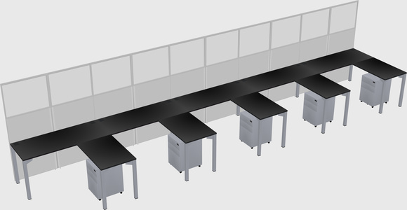 Shared l-shaped cubicle