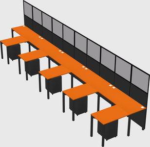Shared l-shaped cubicle