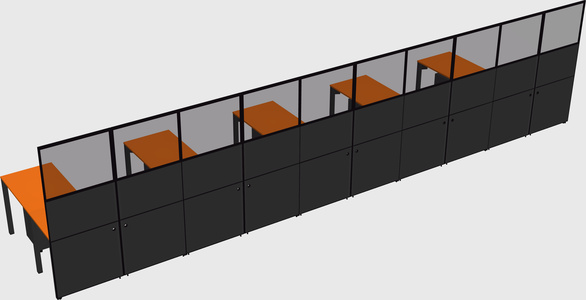 Shared l-shaped cubicle