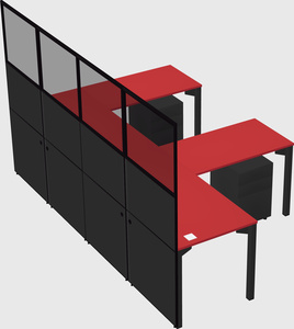 Shared l-shaped cubicle
