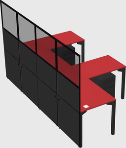 Shared l-shaped cubicle