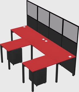 Shared l-shaped cubicle
