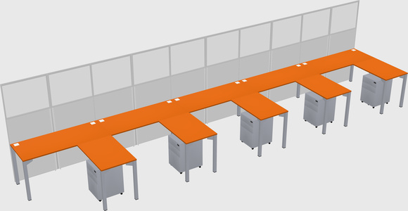 Shared l-shaped cubicle