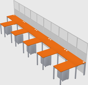 Shared l-shaped cubicle
