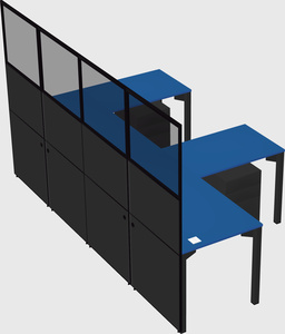 Shared l-shaped cubicle