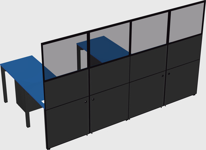 Shared l-shaped cubicle