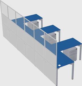 Shared l-shaped cubicle