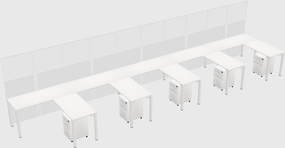Shared l-shaped cubicle