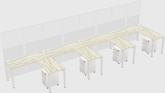 Shared l-shaped cubicle