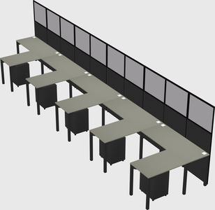 Shared l-shaped cubicle