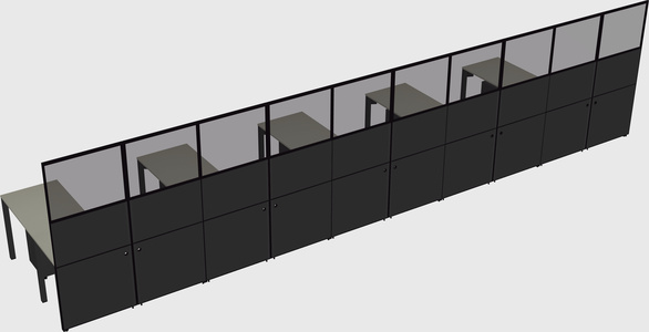 Shared l-shaped cubicle