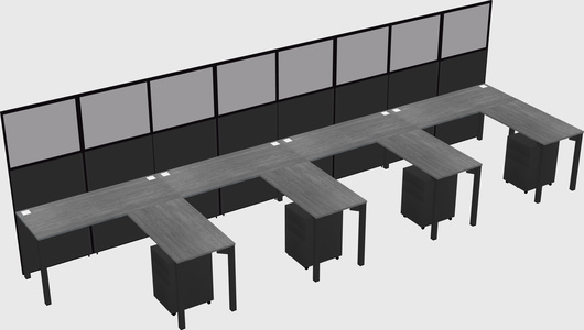 Shared l-shaped cubicle