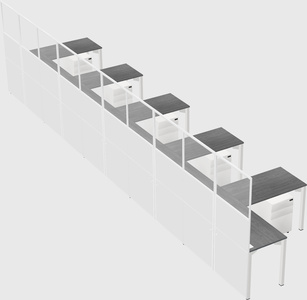 Shared l-shaped cubicle