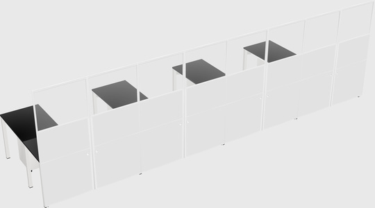 Shared l-shaped cubicle