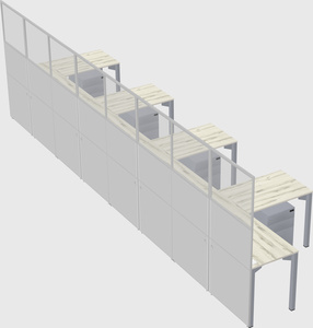 Shared l-shaped cubicle