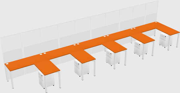 Shared l-shaped cubicle