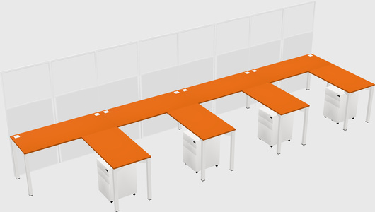 Shared l-shaped cubicle