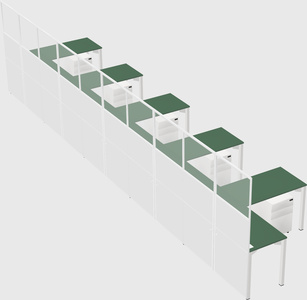 Shared l-shaped cubicle