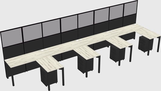 Shared l-shaped cubicle