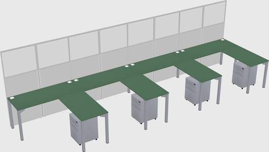 Shared l-shaped cubicle