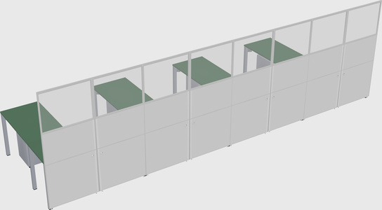 Shared l-shaped cubicle