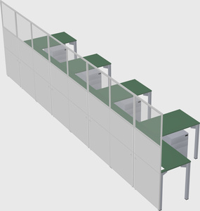 Shared l-shaped cubicle