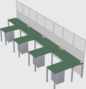 Shared l-shaped cubicle