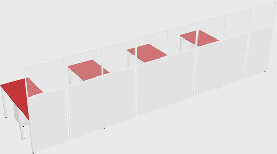 Shared l-shaped cubicle