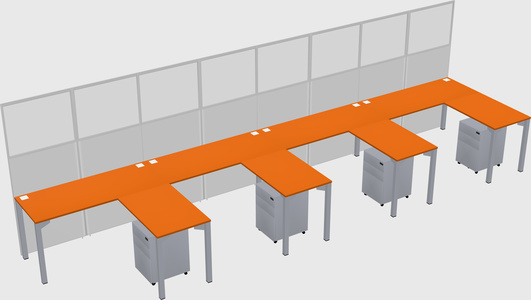 Shared l-shaped cubicle