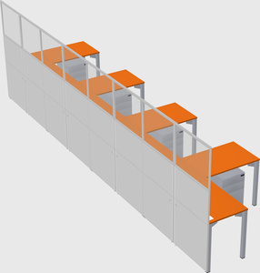 Shared l-shaped cubicle