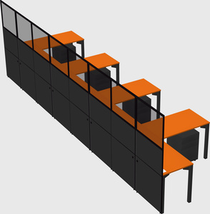 Shared l-shaped cubicle