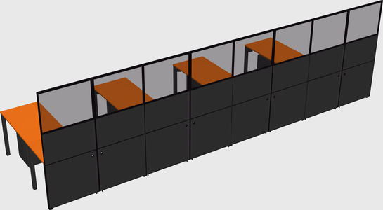Shared l-shaped cubicle