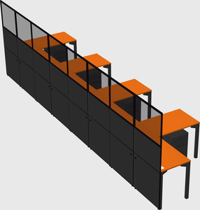 Shared l-shaped cubicle