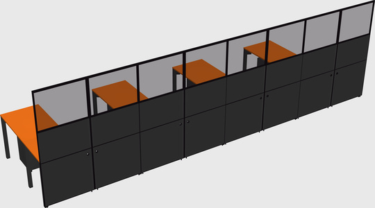 Shared l-shaped cubicle