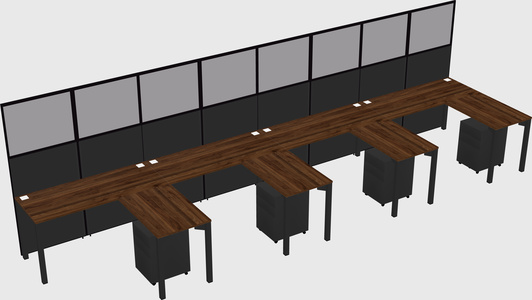 Shared l-shaped cubicle