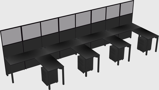 Shared l-shaped cubicle