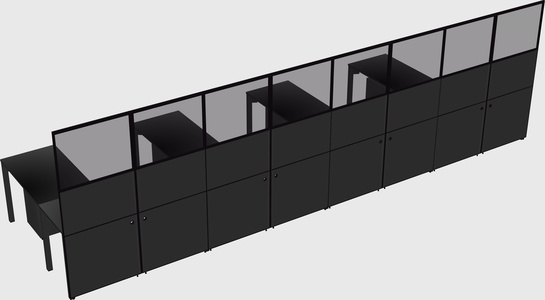 Shared l-shaped cubicle