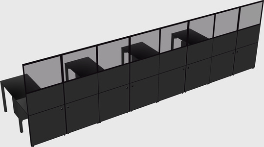 Shared l-shaped cubicle