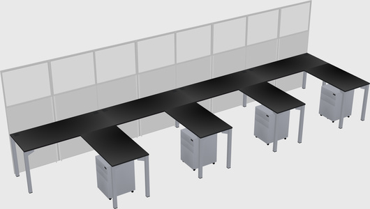 Shared l-shaped cubicle