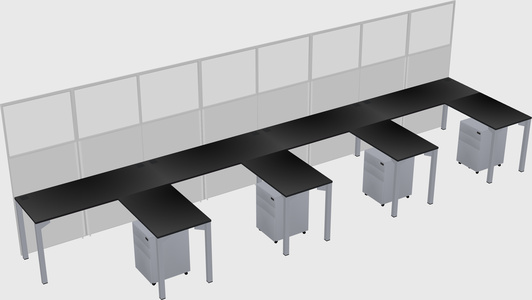 Shared l-shaped cubicle
