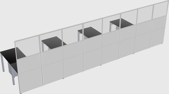 Shared l-shaped cubicle