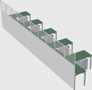 Shared l-shaped cubicle