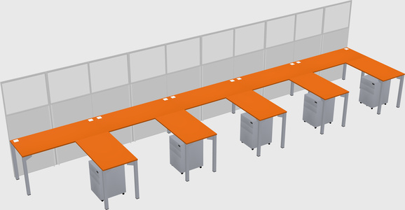 Shared l-shaped cubicle