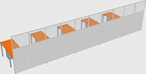 Shared l-shaped cubicle