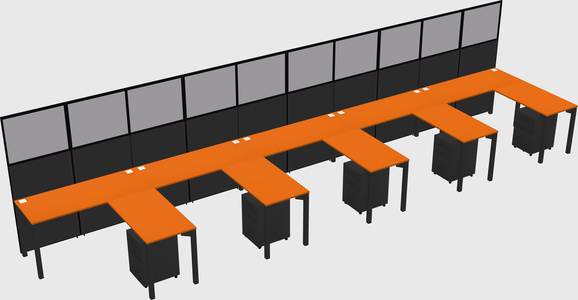 Shared l-shaped cubicle