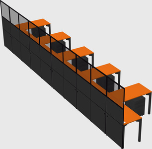 Shared l-shaped cubicle