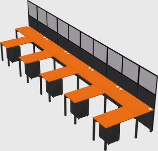 Shared l-shaped cubicle