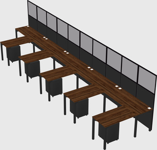Shared l-shaped cubicle