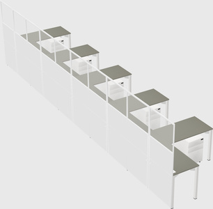 Shared l-shaped cubicle