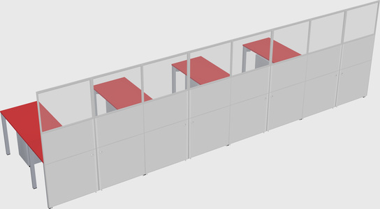 Shared l-shaped cubicle
